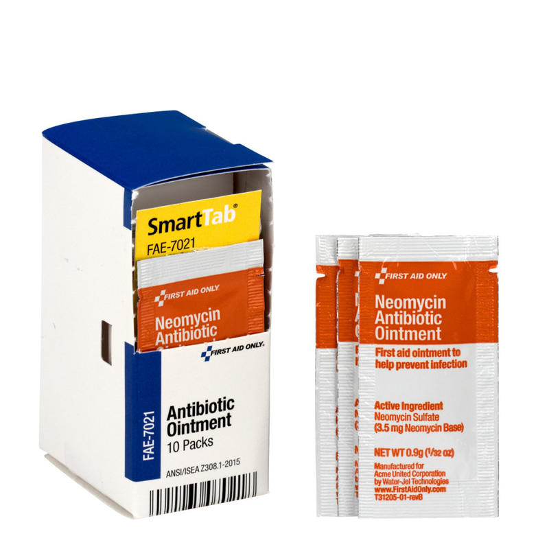 First Aid Only SmartCompliance Antibiotic Ointment Packets, 0.9 Oz, Box Of 10 (Min Order Qty 11) MPN:FAE7021