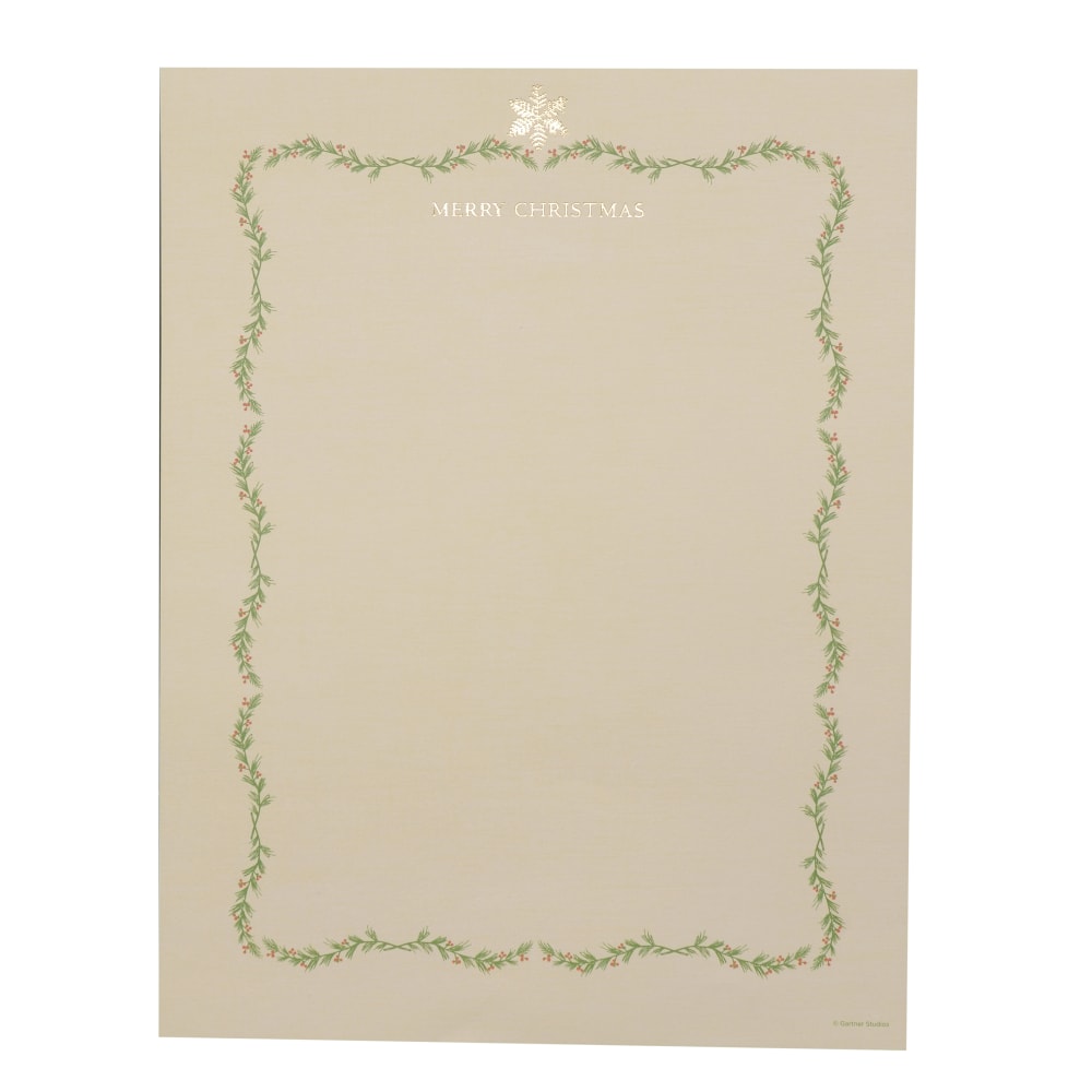 Gartner Studios Foil Stationery Sheets, 8 1/2in x 11in, Holly Border, Pack Of 40 Sheets (Min Order Qty 13) MPN:22663