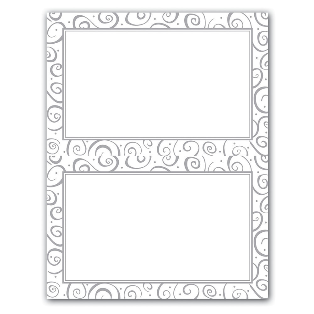 Gartner Studios 2-Up Invitations, 5 1/2in x 8 1/2in, Silver Swirl, Pack Of 12 (Min Order Qty 7) MPN:70497