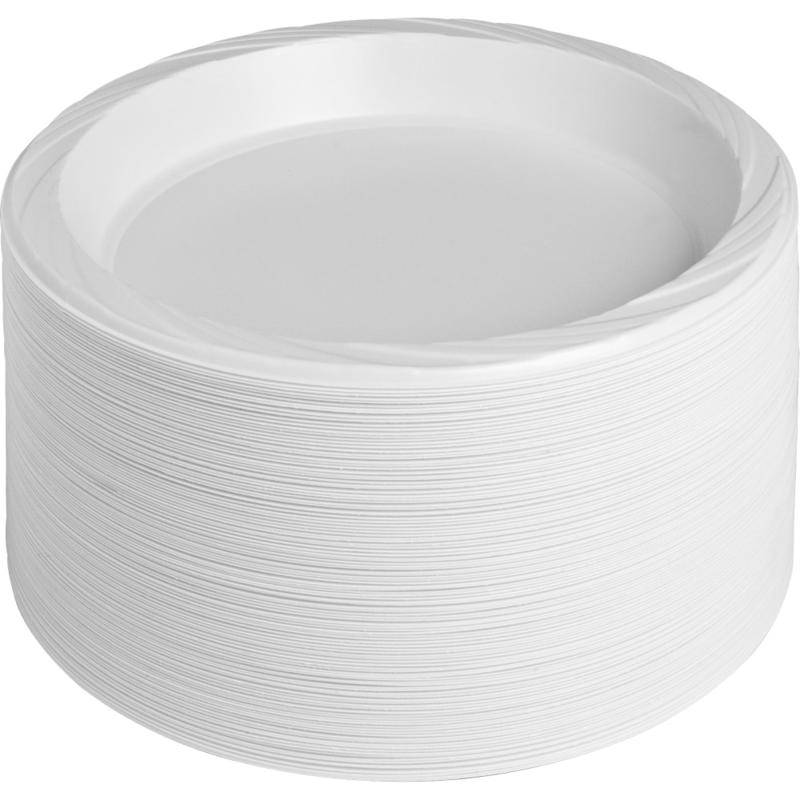 Genuine Joe 10 1/4in Plastic Plates, White, Pack Of 125 (Min Order Qty 2) MPN:10323