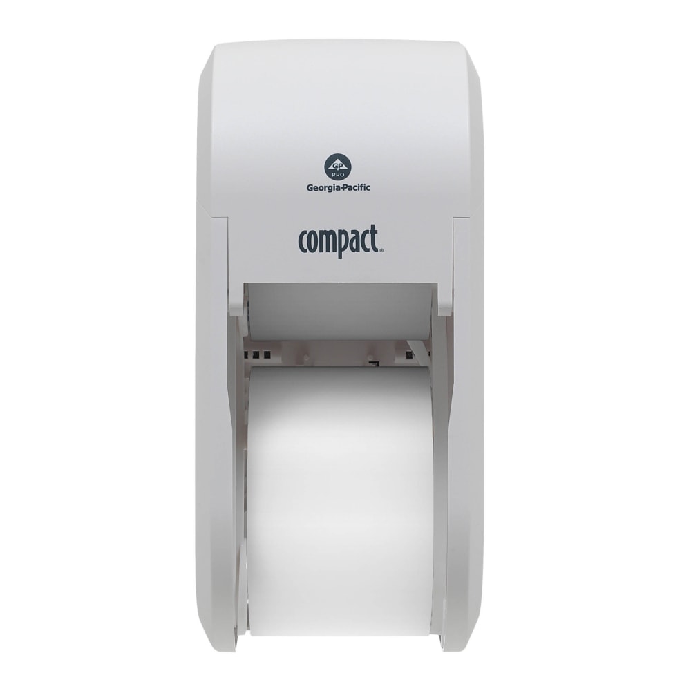 Compact by GP PRO, 2-Roll Vertical Coreless High-Capacity Toilet Paper Dispenser, 56767A, 7.35in x 6.21in x 13.6in, White, 1 Dispenser (Min Order Qty 3) MPN:56767A