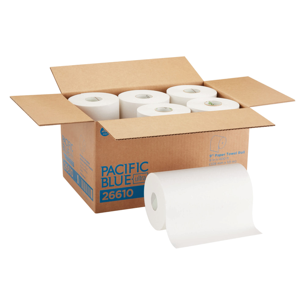 Pacific Blue Ultra by GP PRO, 1-Ply, 9in x 400ft, White, 6 Rolls per Case (Min Order Qty 2) MPN:26610