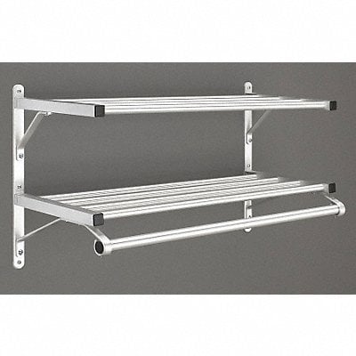 Coat Rack 2 Shelves 36 In W Satin Alum MPN:502-36SA