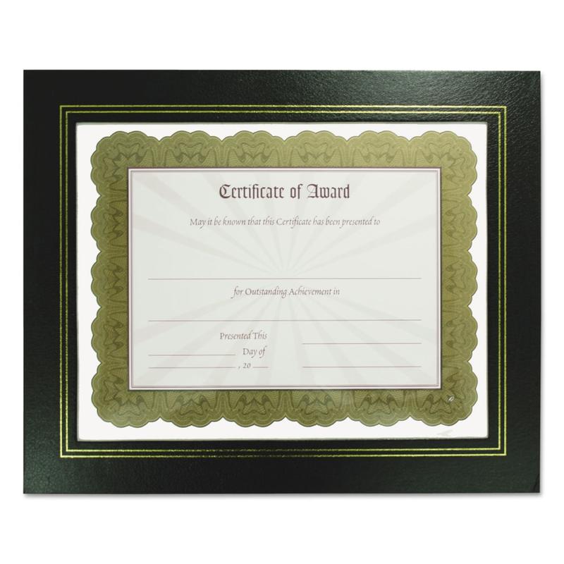 NuDell Flat Leatherette Document Frames - Holds 11in x 8.50in Insert - Desktop - Horizontal, Vertical - Easel Back, Hanger - 2 / Pack - Leather, Plastic - Black (Min Order Qty 5) MPN:21202