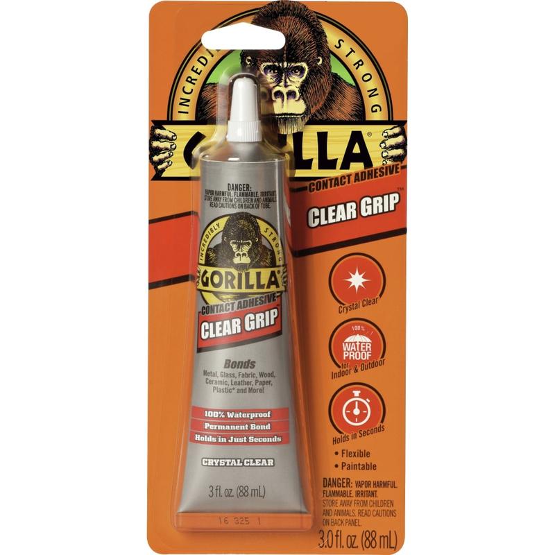 Gorilla Clear Grip Contact Adhesive - 3 fl oz - 1 Each - Clear (Min Order Qty 8) MPN:8040001