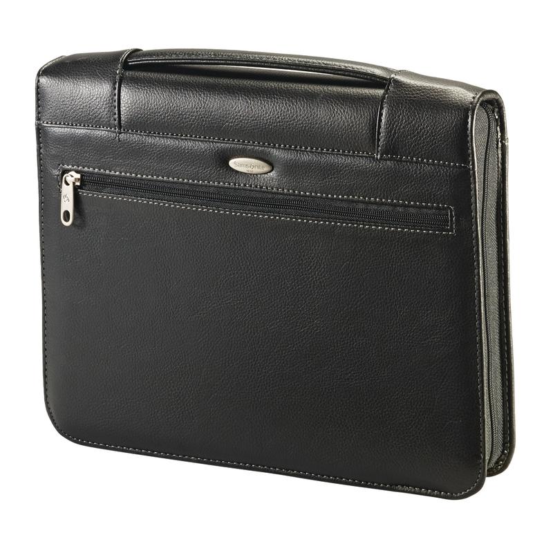 Samsonite Zip-Around Vinyl 3-Ring Padfolio, 12 1/2in x 13 3/8in x 2 1/4in, black (Min Order Qty 2) MPN:961155