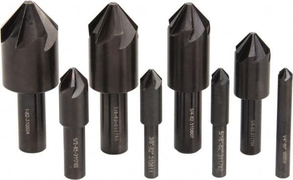 Countersink Set: 8 Pc, 1/4 to 1
