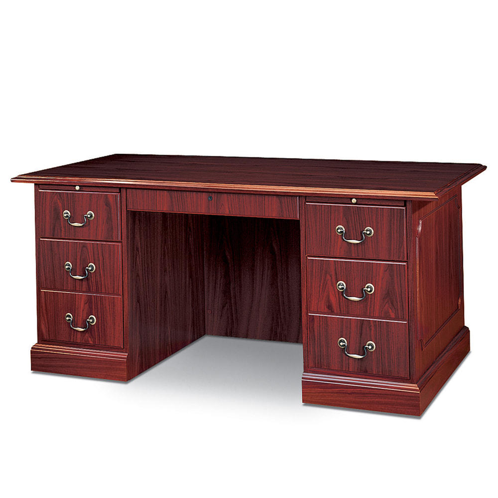 HON 94000 60inW Double-Pedestal Computer Desk, Mahogany MPN:94251NN