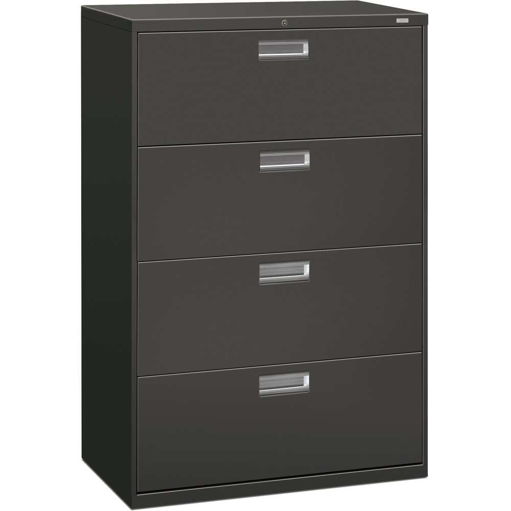 HON 600 36inW x 18inD Lateral 4-Drawer File Cabinet With Lock, Charcoal MPN:684LS