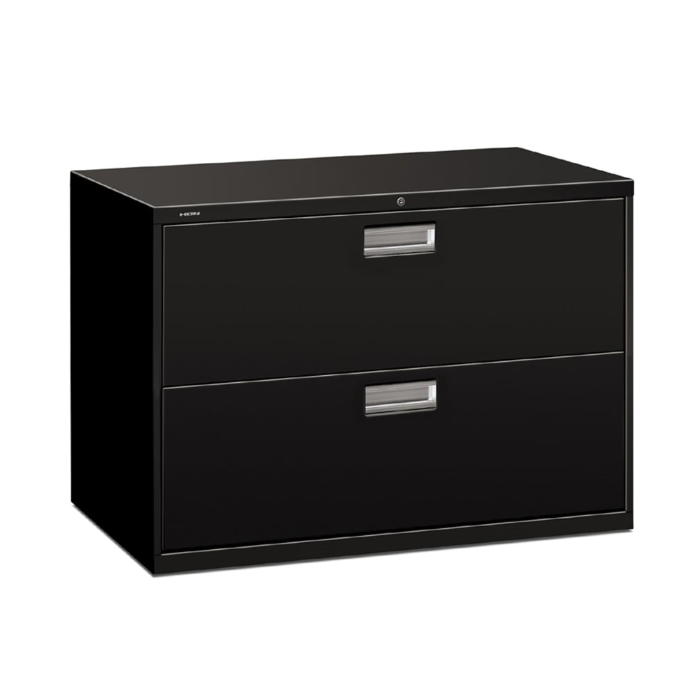 HON Brigade 600 42inW x 18inD Lateral 2-Drawer File Cabinet, Black MPN:692LP