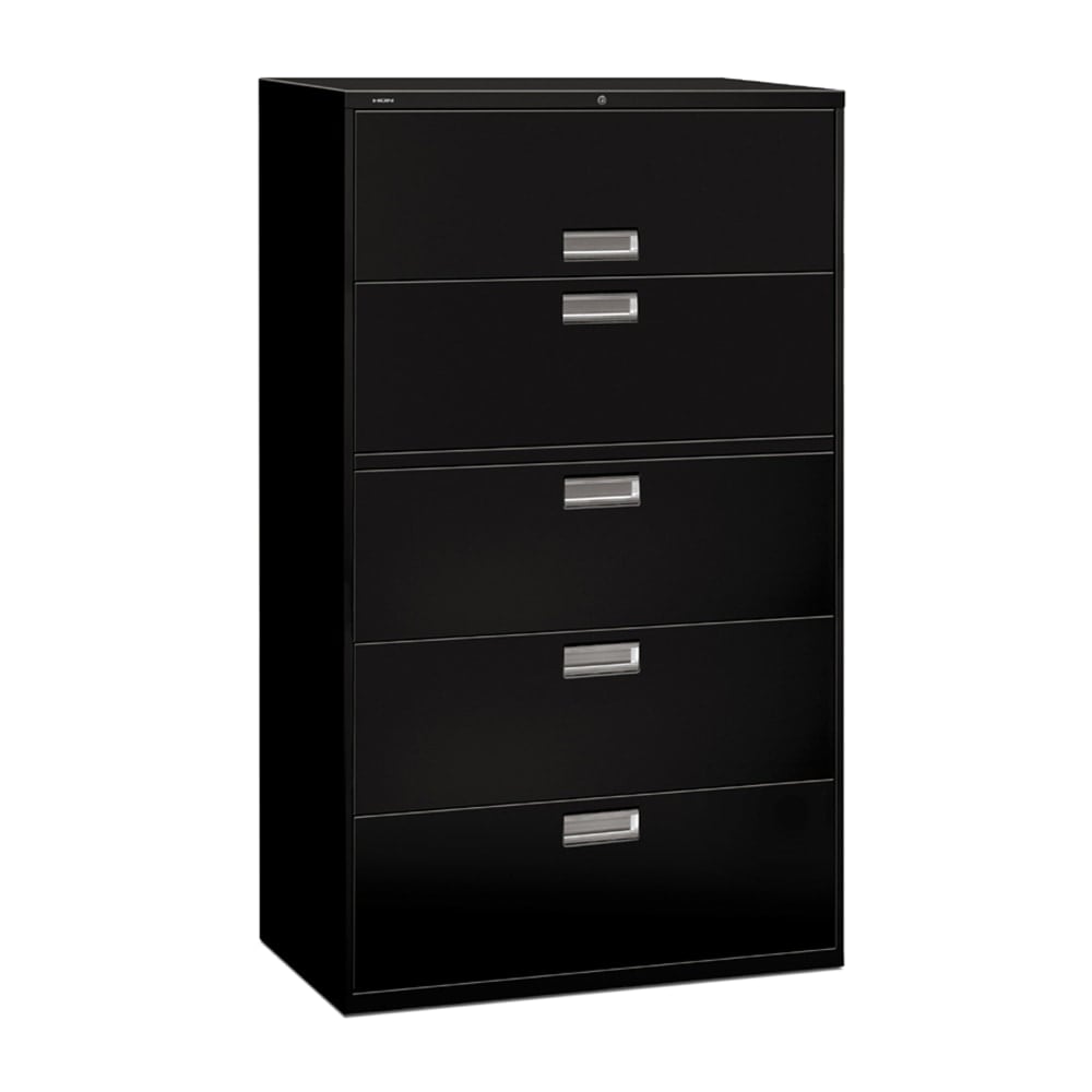 HON Brigade 600 42inW x 18inD Lateral 5-Drawer File Cabinet, Black MPN:695LP