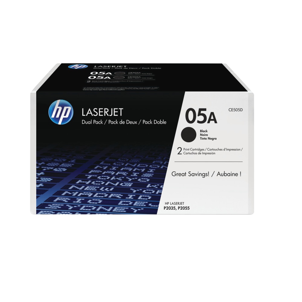 HP 05A Black Toner Cartridges, Pack Of 2, CE505D MPN:CE505D