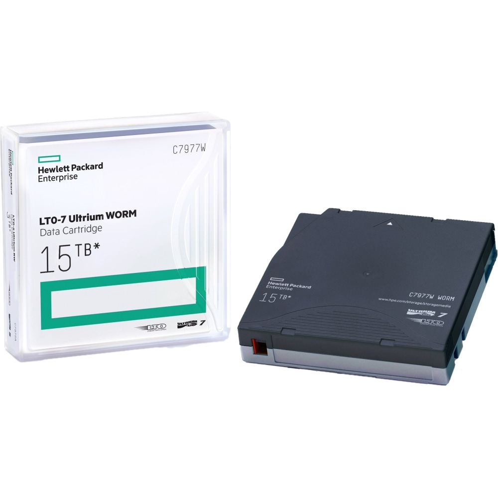 HPE LTO Ultrium-7 Data Cartridge - LTO-7 - WORM - 6.25 TB (Native) / 15 TB (Compressed) - 2775.59 ft Tape Length - 315 MB/s Native Data Transfer Rate - 750 MB/s Compressed Data Transfer Rate MPN:C7977W
