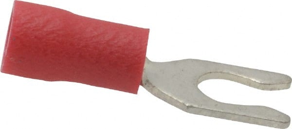 Locking Fork Terminal: Red, Vinyl, Partially Insulated, #8 Stud, Crimp MPN:83-7021