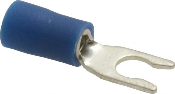 Locking Fork Terminal: Blue, Vinyl, Partially Insulated, #6 Stud, Crimp MPN:83-7051