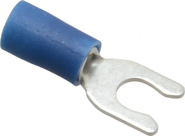 Locking Fork Terminal: Blue, Vinyl, Partially Insulated, #8 Stud, Crimp MPN:83-7061