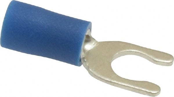 Locking Fork Terminal: Blue, Vinyl, Partially Insulated, #10 Stud, Crimp MPN:83-7071