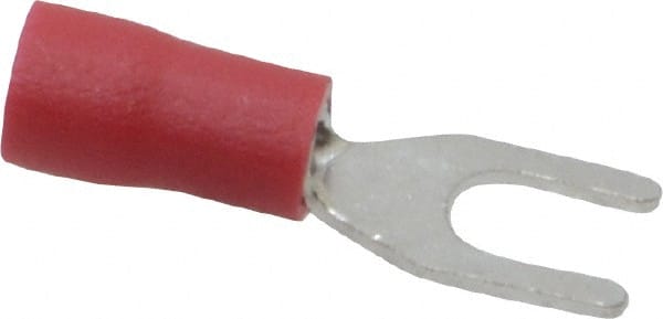 Standard Fork Terminal: Red, Vinyl, Partially Insulated, #6 Stud, Crimp MPN:83-7111