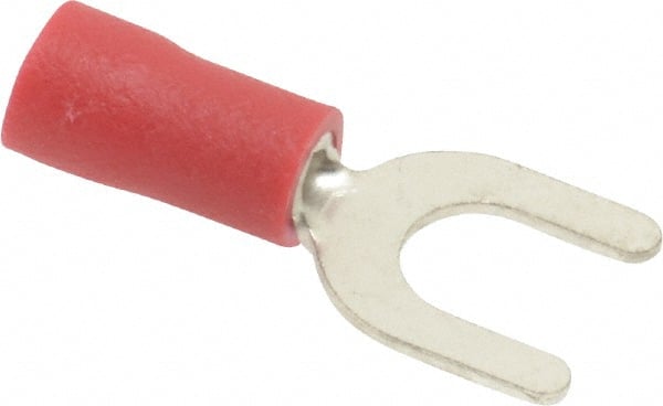Standard Fork Terminal: Red, Vinyl, Partially Insulated, #10 Stud, Crimp MPN:83-7131