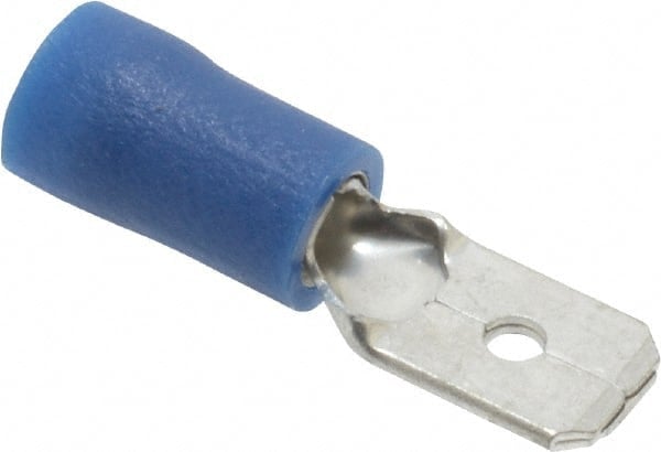 Wire Disconnect: Male, Blue, Vinyl, 16-14 AWG, 1/4