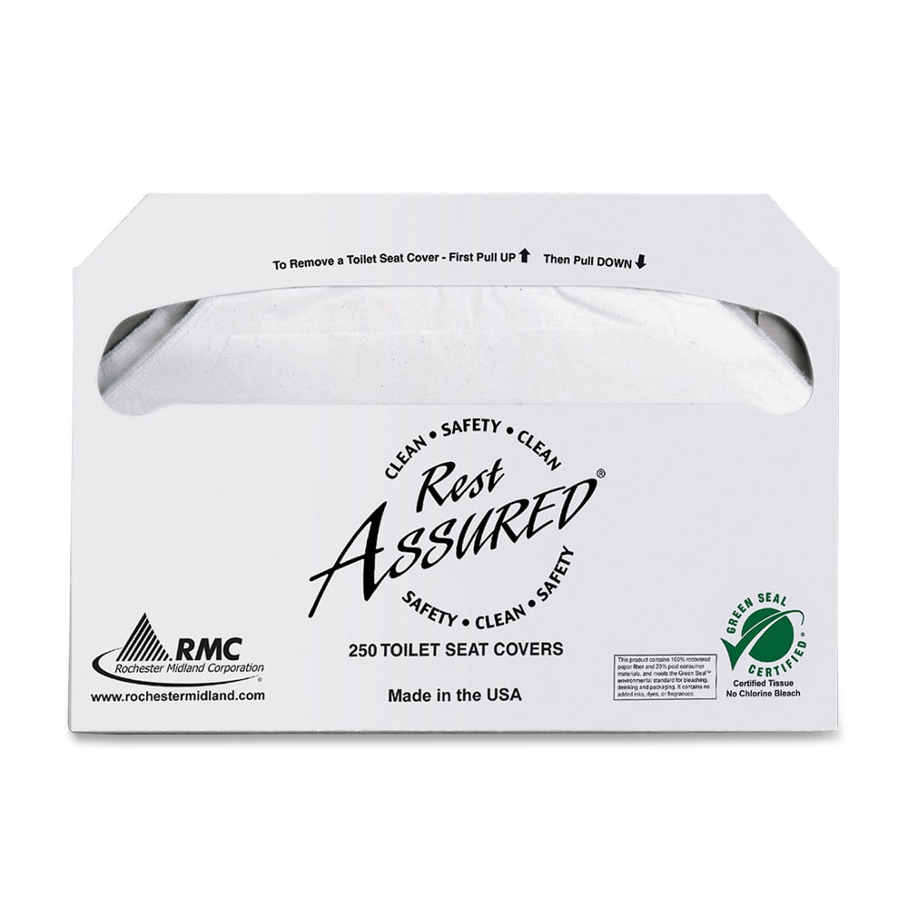 Rochester Midland Half-Fold Toilet Seat Covers, 250 Sheets Per Pack, Carton Of 4 Packs (Min Order Qty 4) MPN:25183273