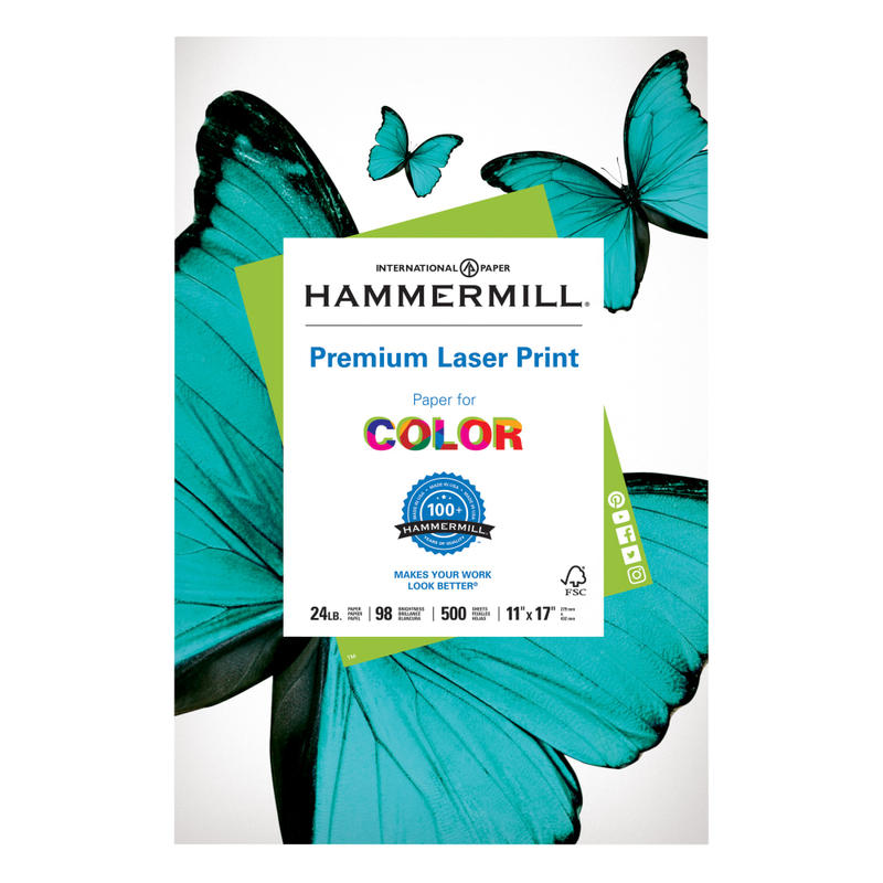 Hammermill Premium Laser Paper, 5 Reams, White, Ledger Size (11in x 17in), 24 Lb, 98 Brightness, Ream Of 500 Sheets (Min Order Qty 3) MPN:104620