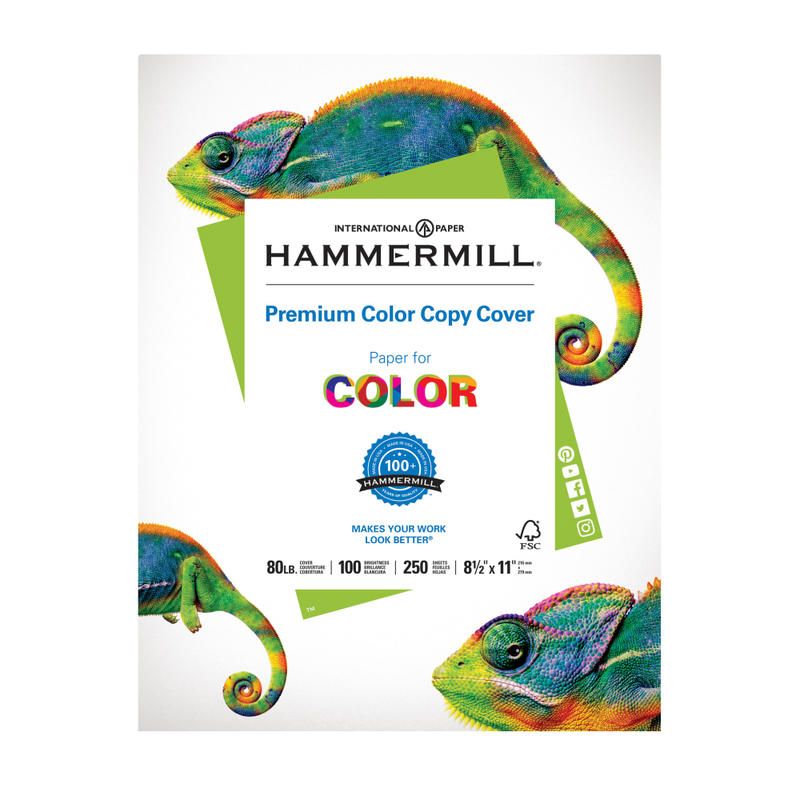 Hammermill Color Card Stock, 8 Reams, White, Letter (8.5in x 11in), 80 Lb, Pack Of 250 (Min Order Qty 4) MPN:120023