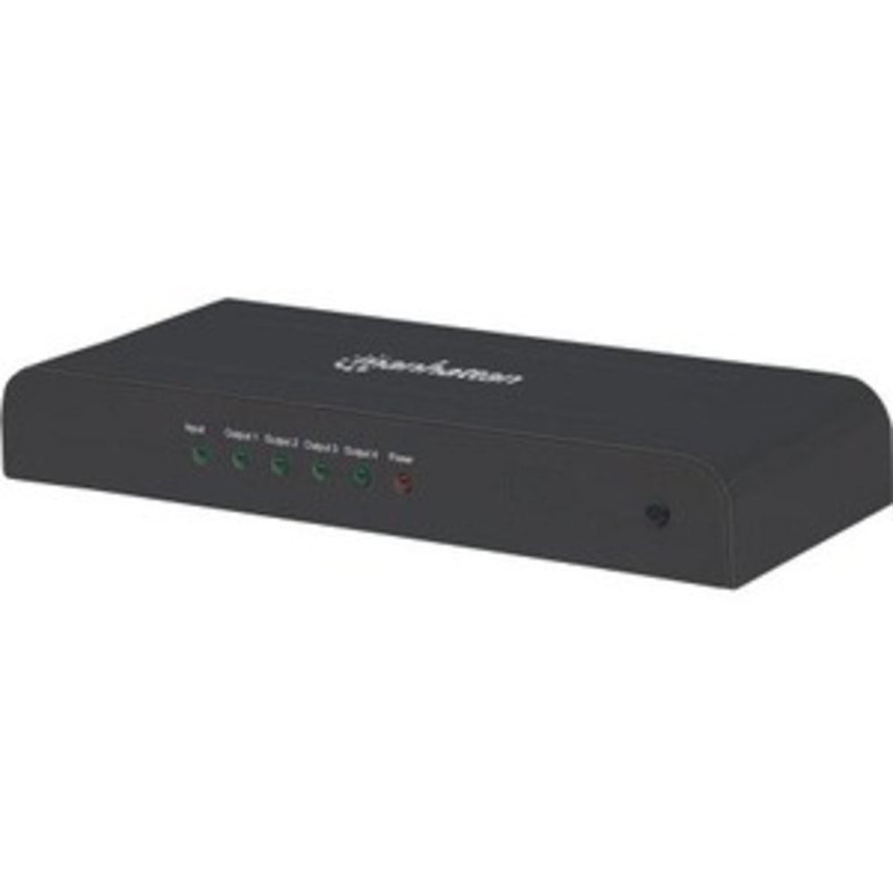 Manhattan HDMI Splitter, 4-Port, 4K@30Hz, AC Powered, Black, Three Year Warranty, Boxed - Video/audio splitter - 4 x HDMI - desktop MPN:207515