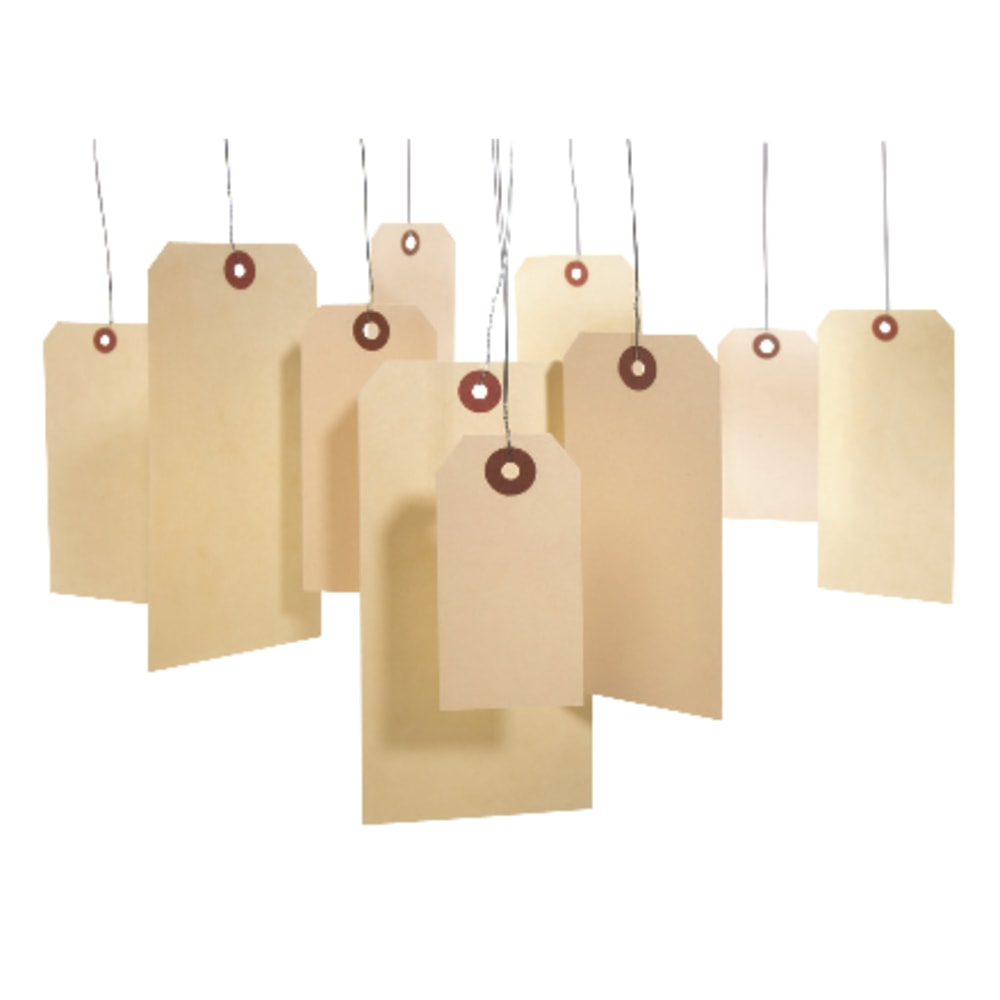 Maco Manila Shipping Tags With Wire, #2, 3 1/4in x 1 5/8in, Buff, Box Of 1,000 (Min Order Qty 2) MPN:11-602