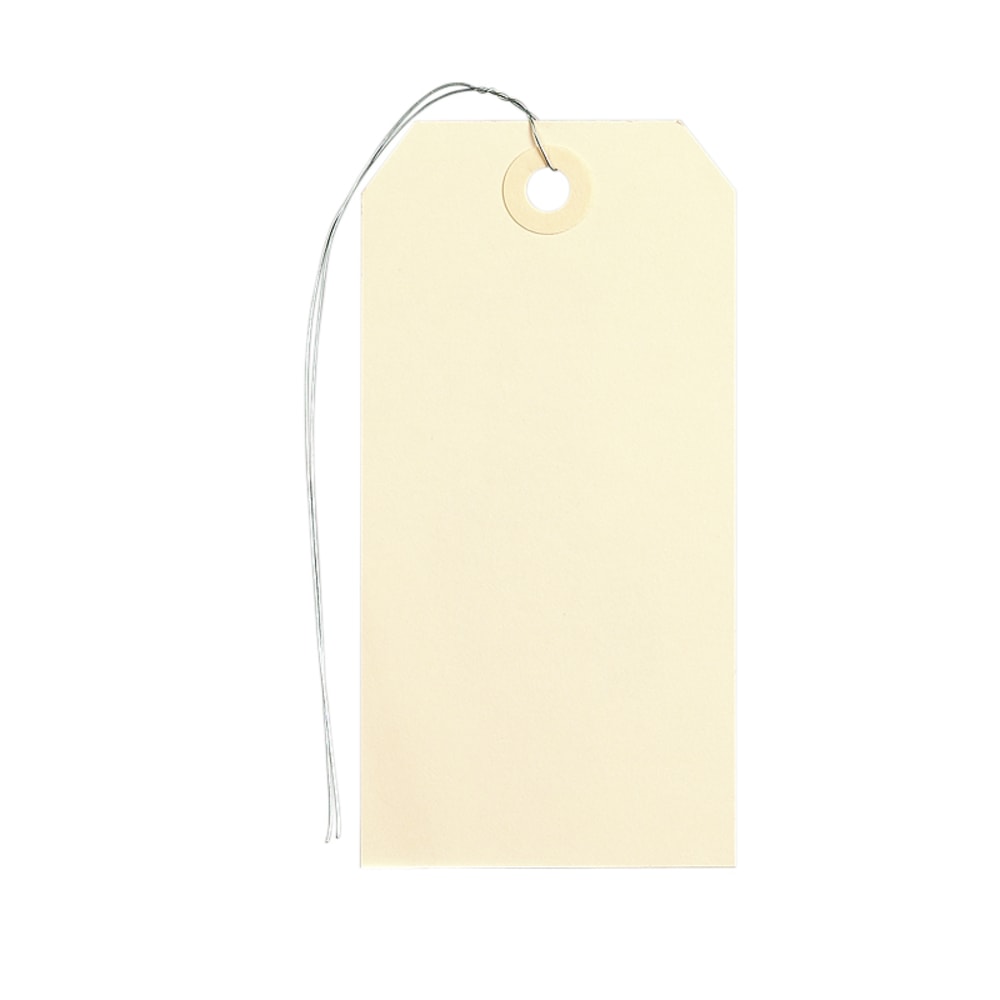 MACO Medium G-Grade Shipping Tags, Prewired, Size 5, 4 3/4in x 2 3/8in, Buff, Box Of 1,000 (Min Order Qty 2) MPN:11-605