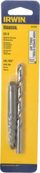Bolt & Screw Extractor Set: Spiral Flute Screw Extractor & Drill MPN:53705
