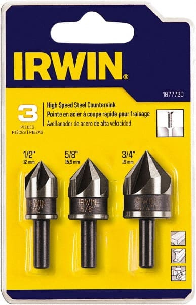 Countersink Set: 3 Pc, 1/2 to 3/4