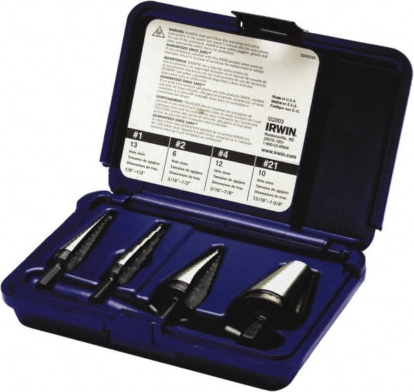Drill Bit Set: Step Drill Bits, 4 Pc, 0.125