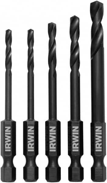 Drill Bit Set: Hex Shank Drill Bits, 5 Pc, 0.125
