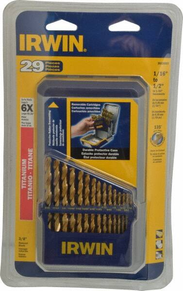 Drill Bit Set: Jobber Length Drill Bits, 29 Pc, 0.0625