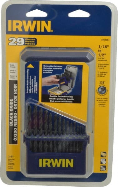 Drill Bit Set: Jobber Length Drill Bits, 29 Pc, 0.0625