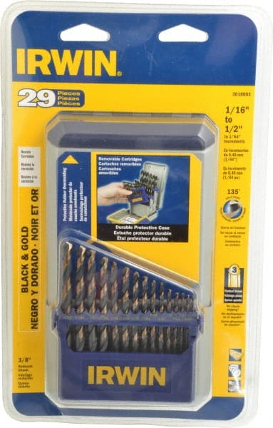 Drill Bit Set: Jobber Length Drill Bits, 29 Pc, 0.0625