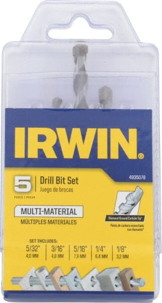Drill Bit Set: Hammer Drill Bits, 5 Pc, 0.125