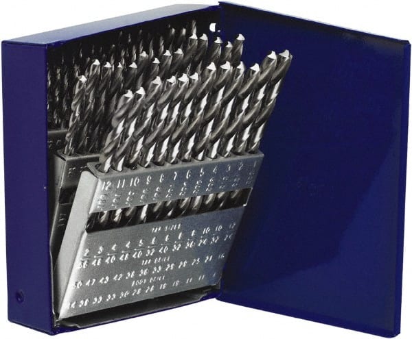 Drill Bit Set: Jobber Length Drill Bits, 60 Pc, 0.04