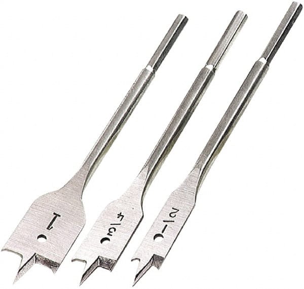 Drill Bit Set: Spade Drill Bits, 3 Pc, 0.5