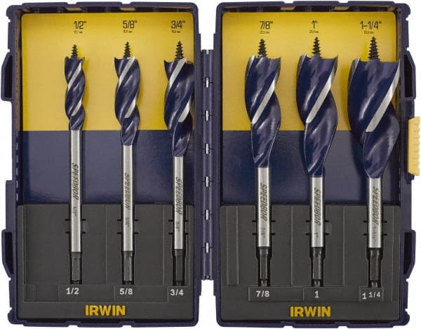 Drill Bit Set: Spade Drill Bits, 6 Pc, 0.5