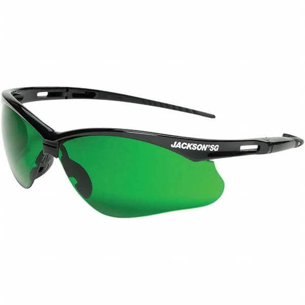 Safety Glass: Anti-Fog & Scratch-Resistant, Polycarbonate, Green Lenses, Full-Framed MPN:50008