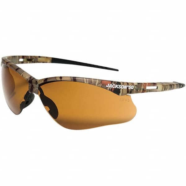 Safety Glass: Scratch-Resistant, Polycarbonate, Brown Lenses, Full-Framed, UV Protection MPN:50014