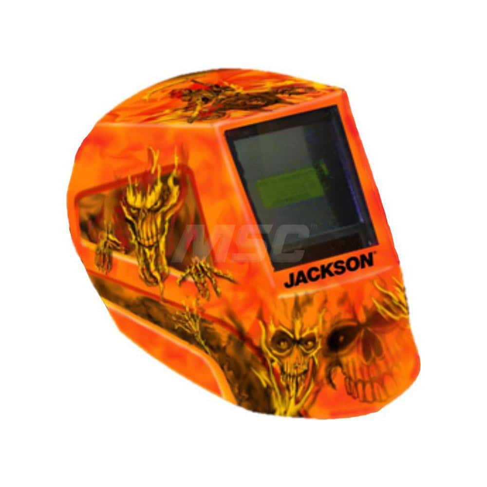 Welding Helmet: Orange Yellow & Red, Nylon, Shade 5 to 9 & 9 to 13 MPN:47101