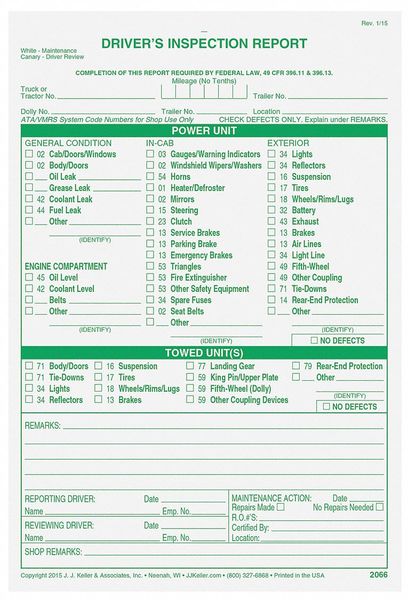 Detailed Vehicle Inspection Report PK31 MPN:2066