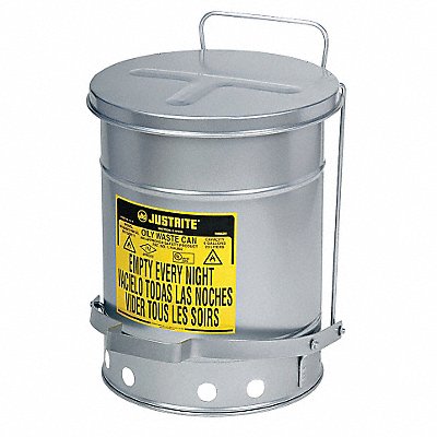 E6822 Oily Waste Can 21 gal Steel Silver MPN:09704