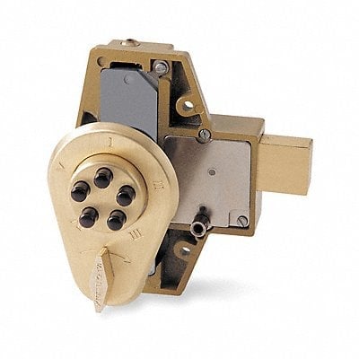 D0003 Pushbutton Deadbolt Satin Brass MPN:902-04