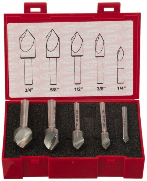 Countersink Set: 5 Pc, 1/4 to 3/4