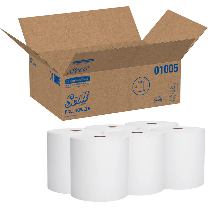 Scott Professional 1-Ply Paper Towels, 60% Recycled, 1000ft Per Roll, Pack Of 6 Rolls MPN:01005