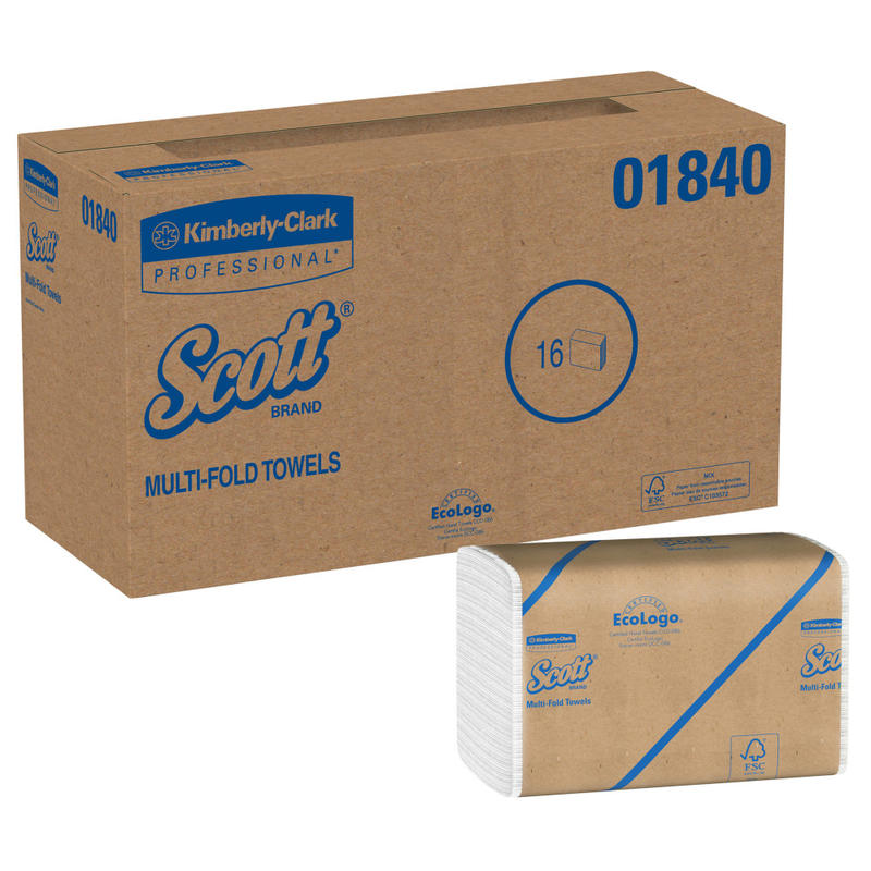 Scott Multi-Fold 2-Ply Paper Towels, 250 Sheets Per Pack, Case Of 16 Packs MPN:01840